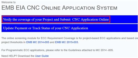 www.emb.gov.ph cnc online application